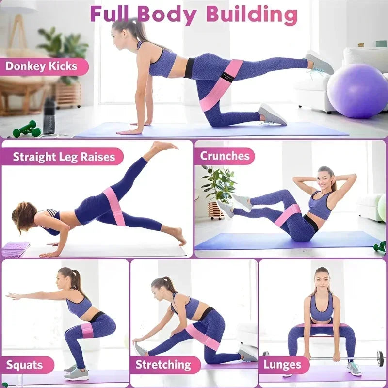 Fabric Resistance Hip Booty Bands Glute Thigh Elastic Workout Squat Circle Stretch Fitness Strips Loops Yoga Gym Equipment 3Pcs