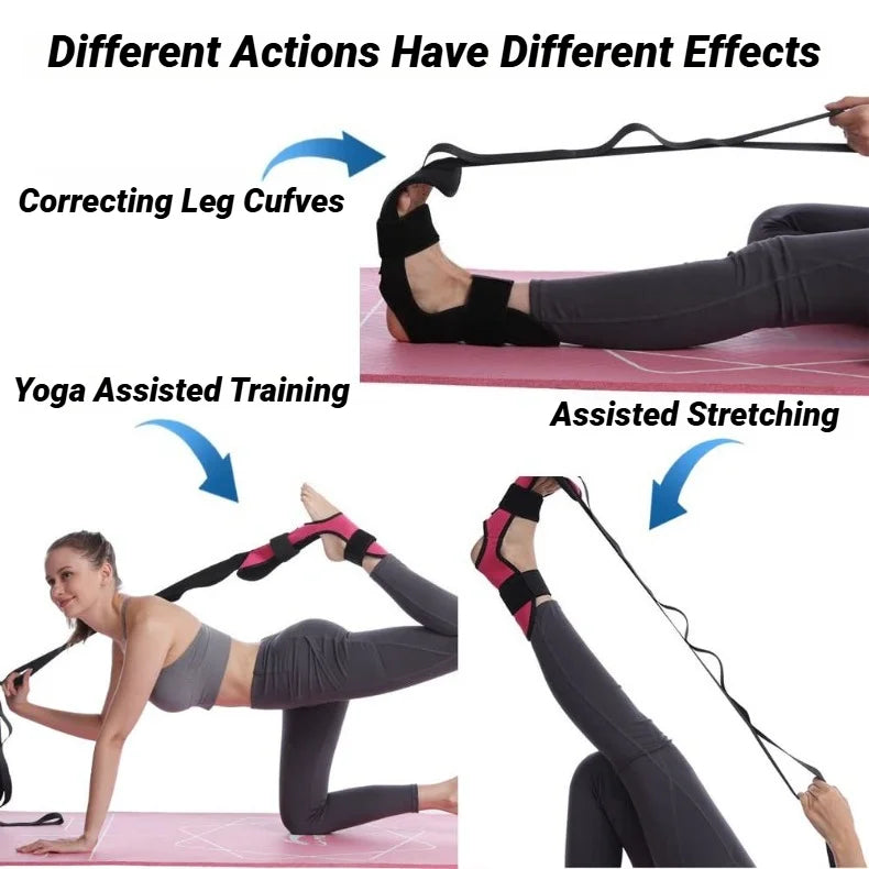 Fitness Open Back Muscle Relaxation Yoga Stretching Band Leg Stretcher Flexibility Strap For Rehabilitation Plantar Fasciitis