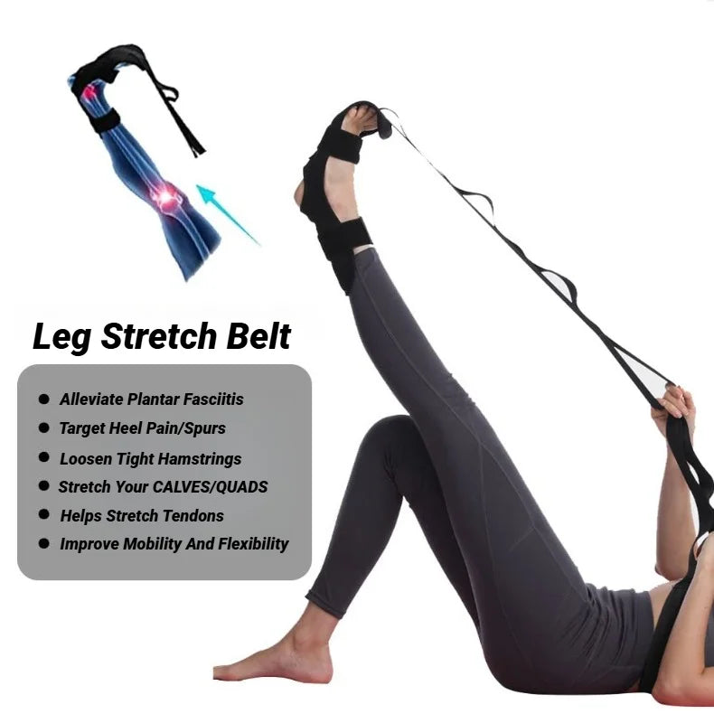 Fitness Open Back Muscle Relaxation Yoga Stretching Band Leg Stretcher Flexibility Strap For Rehabilitation Plantar Fasciitis